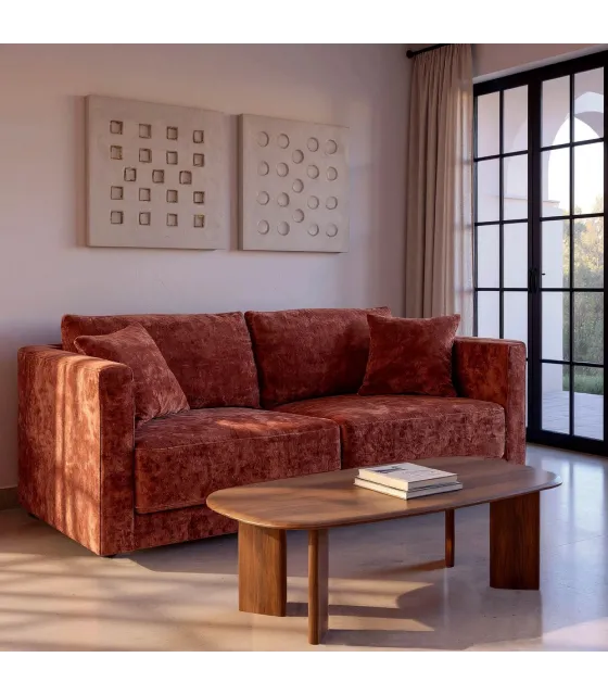 SOFÁ 3 PLAZAS TEJA TEJIDO-MADERA 210 X 96 X 86 CM
