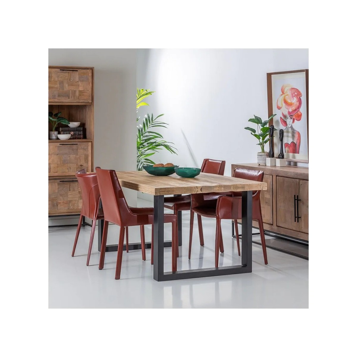 MESA COMEDOR NATURAL-NEGRO 180 X 100 X 76 CM