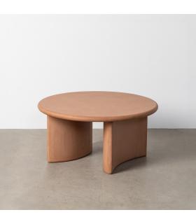 MESA CENTRO TEJA DM-MICROCEMENTO SALÓN 80 X 80 X 38,50 CM