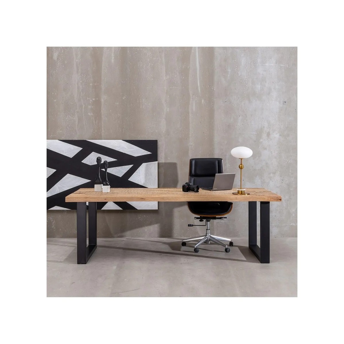 MESA COMEDOR NATURAL-NEGRO 240 X 100 X 76 CM