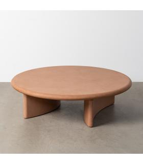 MESA CENTRO TEJA DM-MICROCEMENTO SALÓN 120 X 120 X 33 CM