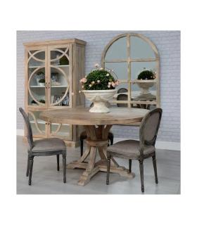 MESA COMEDOR REDONDA BLANCO DECAPÉ 150 X 150 X 76 CM