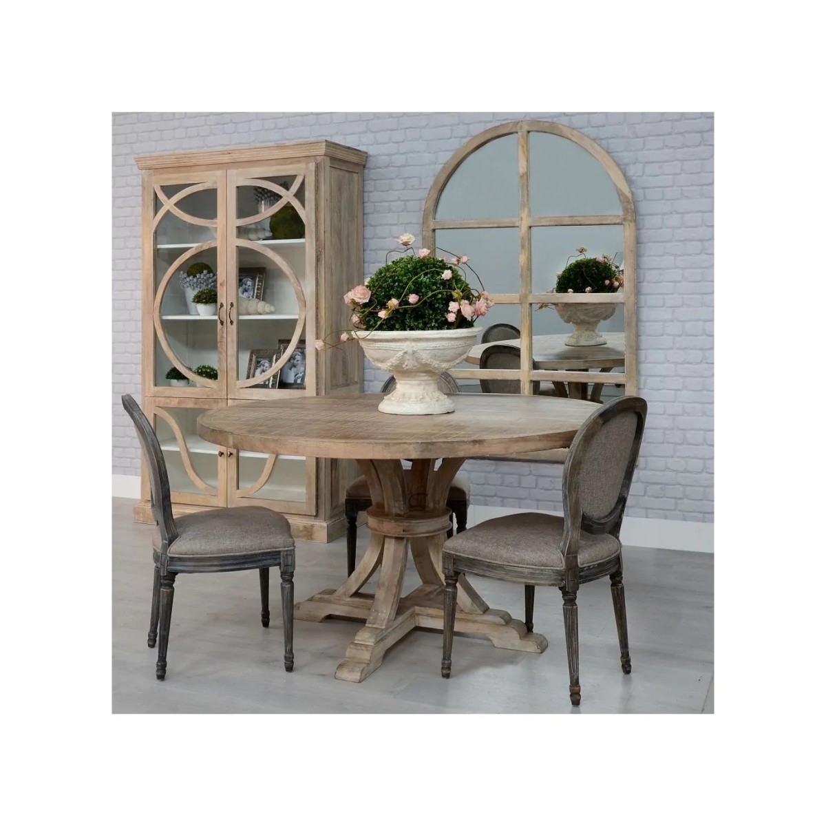 MESA COMEDOR REDONDA BLANCO DECAPÉ 150 X 150 X 76 CM