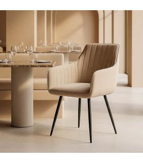 SILLA BEIGE TEJIDO-METAL SALÓN 55 X 58,50 X 84 CM