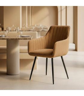 SILLA MARRÓN TEJIDO-METAL SALÓN 55 X 58,50 X 84 CM