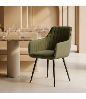 SILLA VERDE TEJIDO-METAL SALÓN 55 X 58,50 X 84 CM