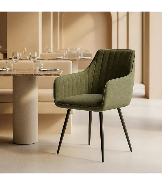 SILLA VERDE TEJIDO-METAL SALÓN 55 X 58,50 X 84 CM