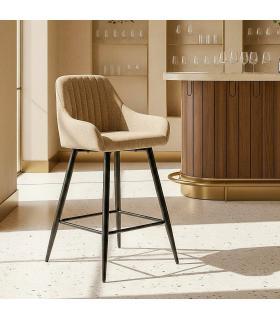 TABURETE BEIGE TEJIDO-METAL SALÓN 47 X 47 X 93 CM