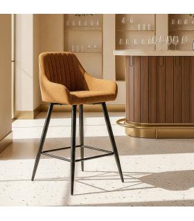 TABURETE MARRÓN TEJIDO-METAL SALÓN 47 X 47 X 93 CM