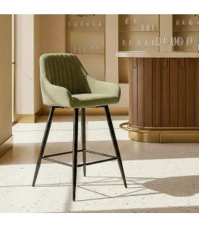 TABURETE VERDE TEJIDO-METAL SALÓN 47 X 47 X 93 CM