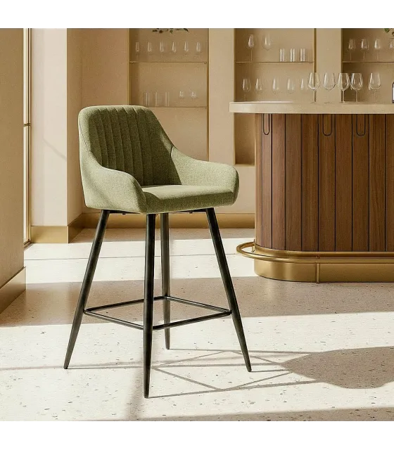 TABURETE VERDE TEJIDO-METAL SALÓN 47 X 47 X 93 CM