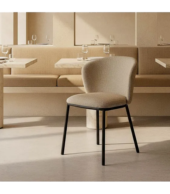 SILLA ESPIGA BEIGE TEJIDO-METAL SALÓN 55 X 55 X 78 CM