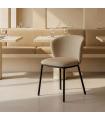 Beige herringbone fabric-metal chair 55 x 55 x 78 cm