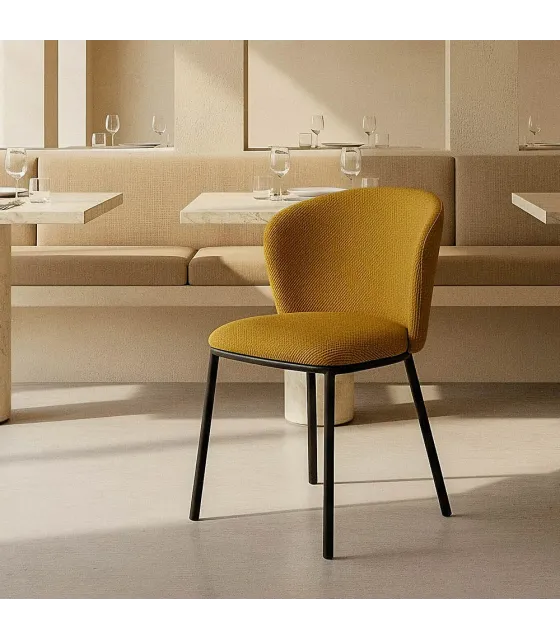SILLA ESPIGA MOSTAZA TEJIDO-METAL SALÓN 55 X 55 X 78 CM