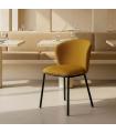 Mustard fabric-metal herringbone living room chair 55 x 55 x 78 cm
