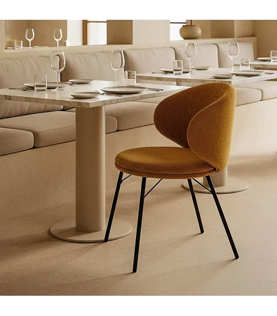 SILLA MOSTAZA TEJIDO-METAL SALÓN 57 X 53 X 75 CM