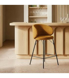 TABURETE MOSTAZA TEJIDO-METAL SALÓN 46,50 X 46,50 X 90 CM