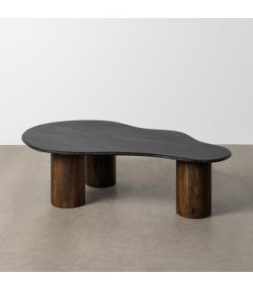 MESA CENTRO NEGRO-MARRÓN MÁRMOL/MADERA 135 X 80 X 37 CM
