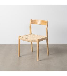 SILLA NATURAL-BEIGE MADERA 53 X 55 X 82 CM