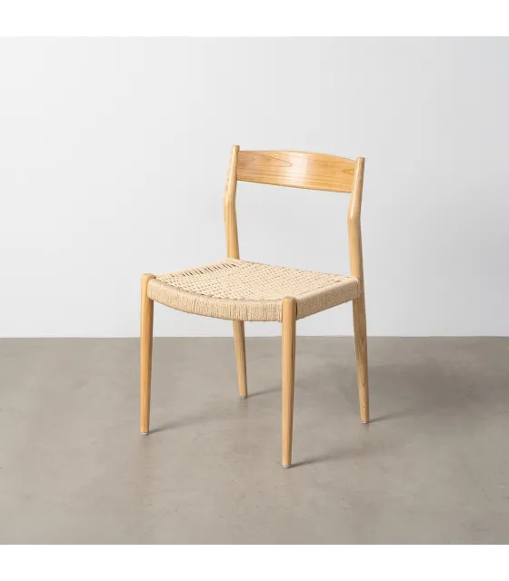 SILLA NATURAL-BEIGE MADERA 53 X 55 X 82 CM