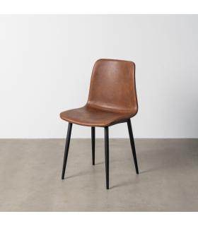 SILLA MARRÓN METAL / SIMIL PIEL
