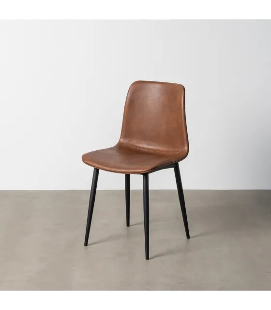 SILLA MARRÓN METAL / SIMIL PIEL