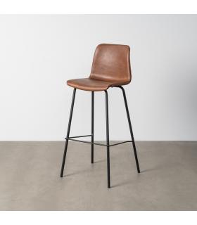 TABURETE MARRÓN METAL / SIMIL PIEL 47 X 47 X 103 CM