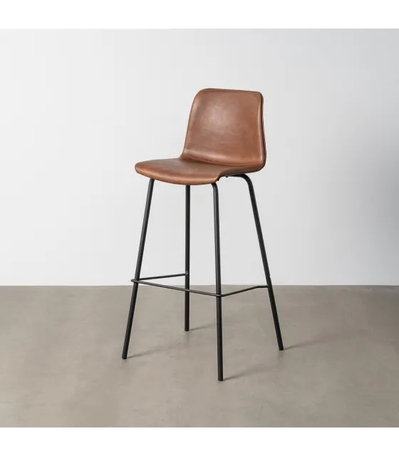 TABURETE MARRÓN METAL / SIMIL PIEL 47 X 47 X 103 CM