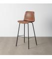 TABURETE MARRÓN METAL / SIMIL PIEL 47 X 47 X 103 CM