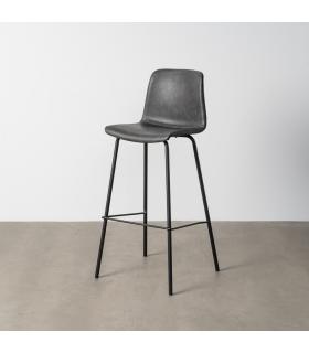 TABURETE NEGRO METAL / SIMIL PIEL 47 X 47 X 103 CM