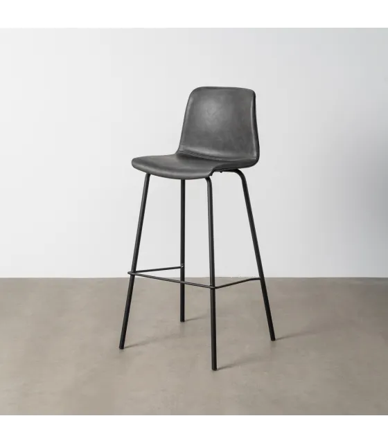 TABURETE NEGRO METAL / SIMIL PIEL 47 X 47 X 103 CM