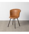 Camel Faux Leather and Metal Chair 53 x 51.5 x 76 cm