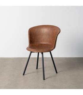 SILLA MARRÓN METAL / SIMIL PIEL 53 X 51,50 X 76 CM