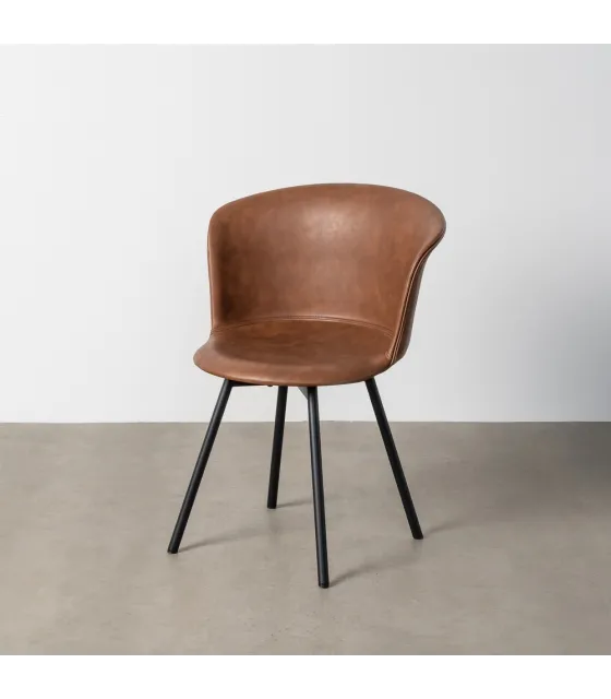 SILLA MARRÓN METAL / SIMIL PIEL 53 X 51,50 X 76 CM