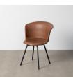 Brown metal / faux leather chair 53 x 51.5 x 76 cm