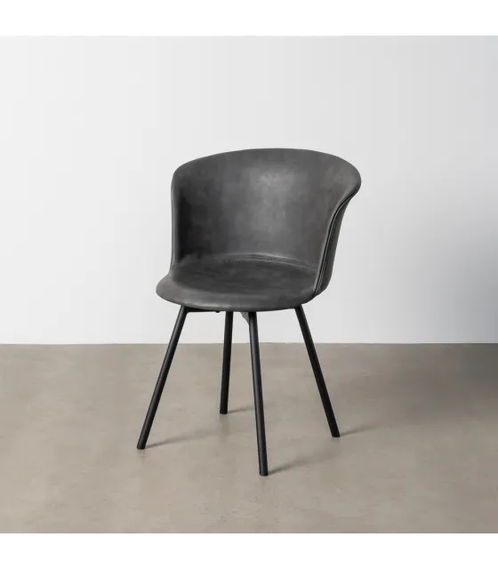 SILLA NEGRO METAL / SIMIL PIEL 53 X 51,50 X 76 CM