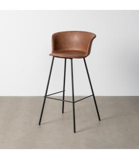 TABURETE MARRÓN METAL / SIMIL PIEL 44,50 X 48,50 X 93,50 CM