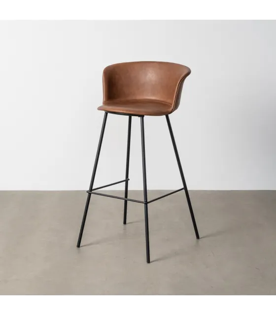 TABURETE MARRÓN METAL / SIMIL PIEL 44,50 X 48,50 X 93,50 CM