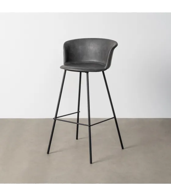 TABURETE NEGRO METAL / SIMIL PIEL 44,50 X 48,50 X 93,50 CM