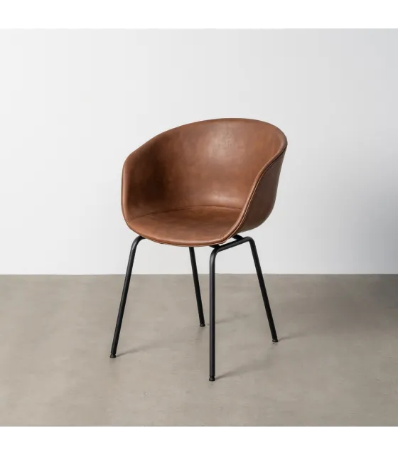 SILLA MARRÓN METAL / SIMIL PIEL 59 X 50,50 X 81,50 CM
