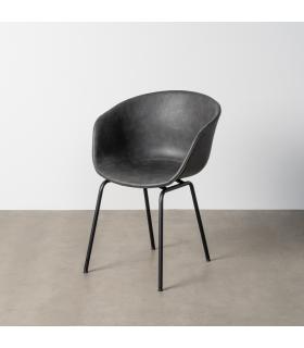 SILLA NEGRO METAL / SIMIL PIEL 59 X 50,50 X 81,50 CM