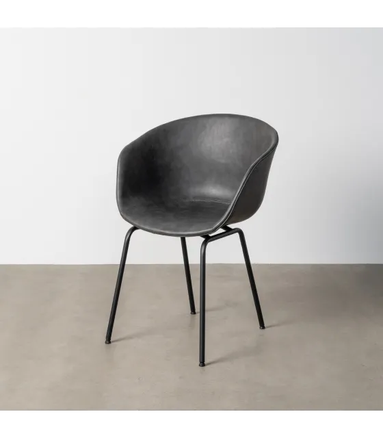 SILLA NEGRO METAL / SIMIL PIEL 59 X 50,50 X 81,50 CM