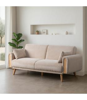 SOFÁ-CAMA CREMA TEJIDO SALÓN 218 X 82 X 90 CM