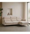 Cream Fabric Chaise Longue Sofa 238 x 160 x 87.5 cm