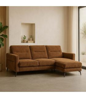SOFÁ CHAISE LONGUE MARRÓN TEJIDO SALÓN 238 X 160 X 87,50 CM