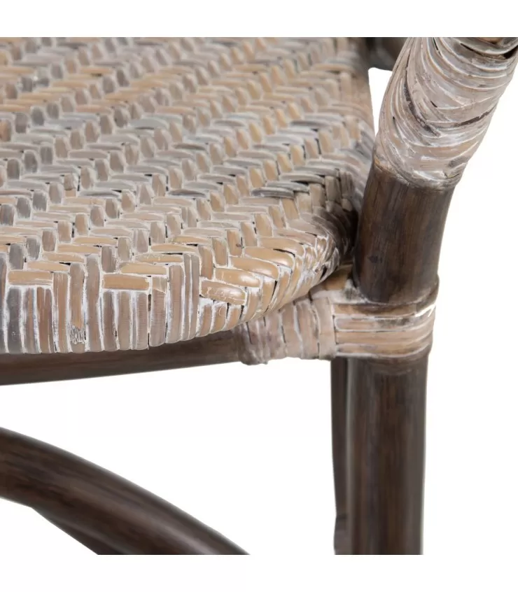 Rattan de cadeira bege-marrom 57 x 64 x 99 cm
