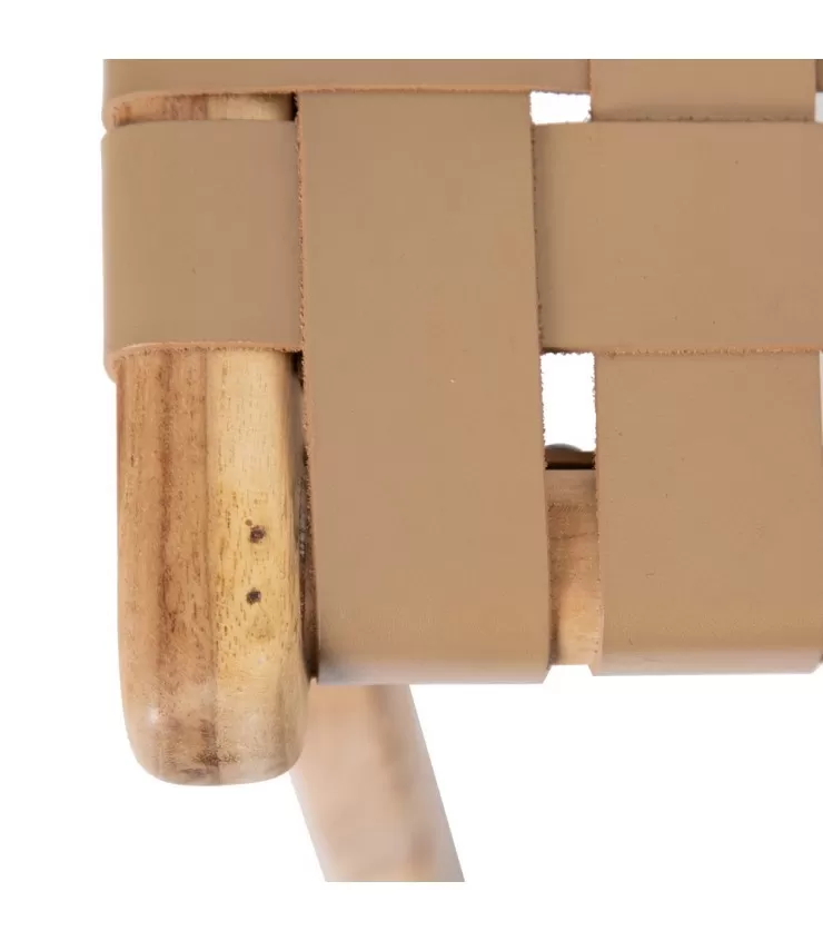 Brown Chair Wood Teka / Skin 50 x 56 x 87 cm