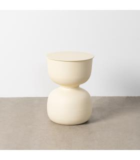 MESITA BLANCO ROTO ACERO 38 X 38 X 52 CM