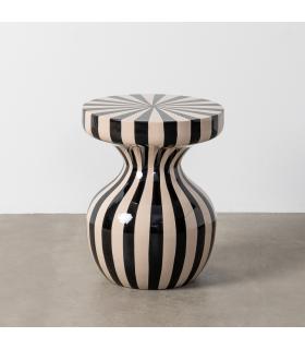 MESA AUXILIAR RAYAS BLANCO-NEGRO METAL 38 X 38 X 47 CM