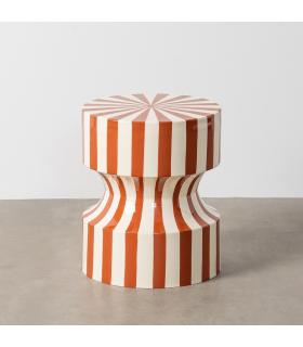 MESA AUXILIAR RAYAS TERRACOTA METAL 38 X 38 X 45,50 CM